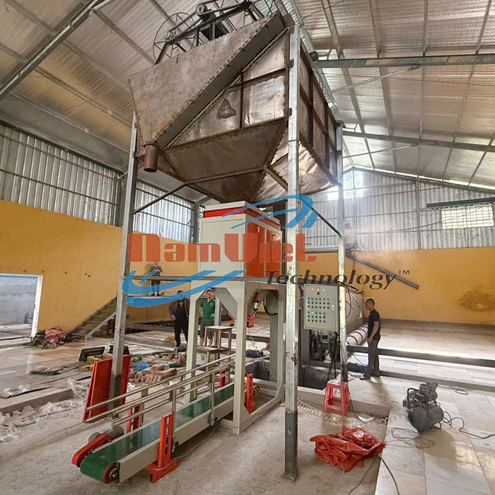 Máy đóng bao hạt ngô 2 phễu cân