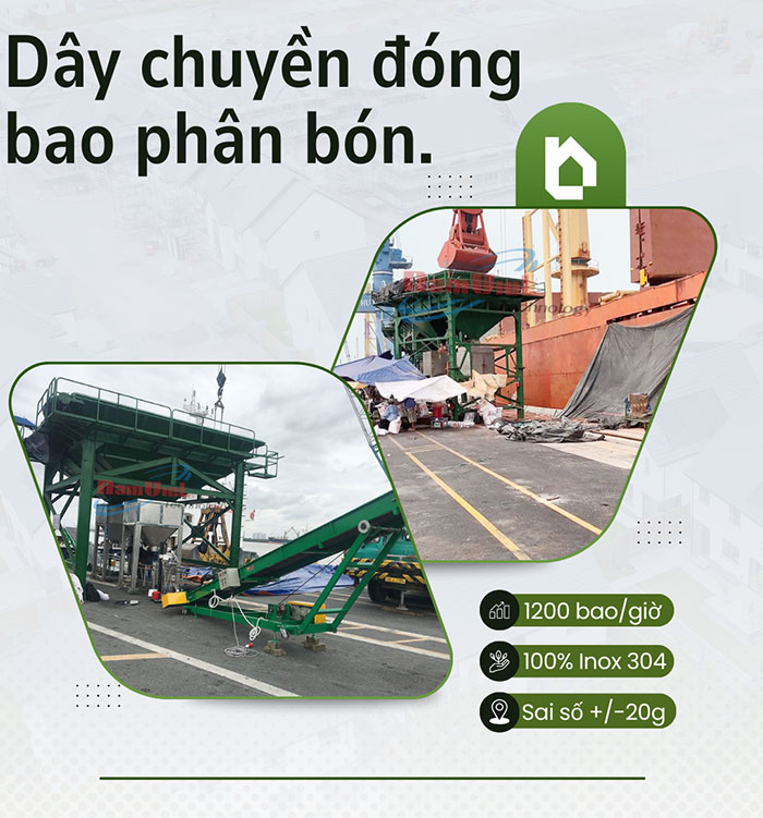 d&acirc;y chuyền đ&oacute;ng bao ph&acirc;n b&oacute;n h&oacute;a học h&agrave;ng x&aacute;.