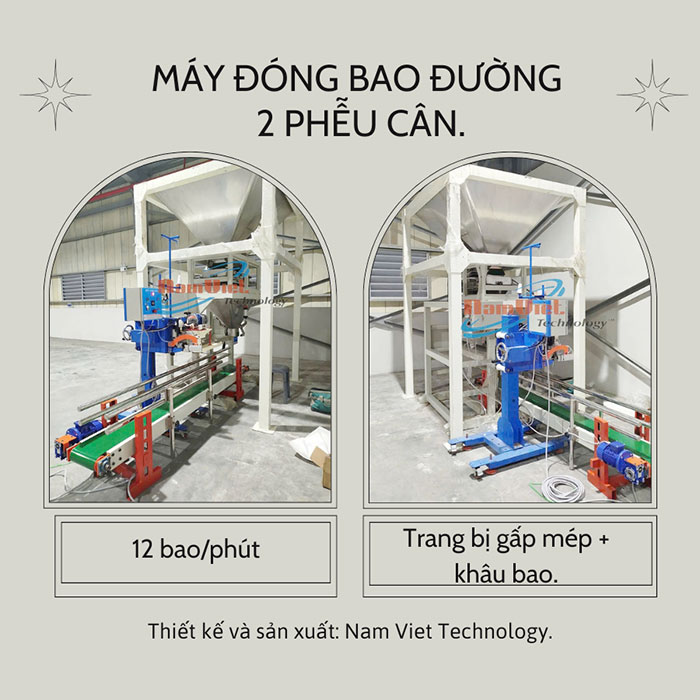 máy đóng bao đường năng suất 12 bao/phút