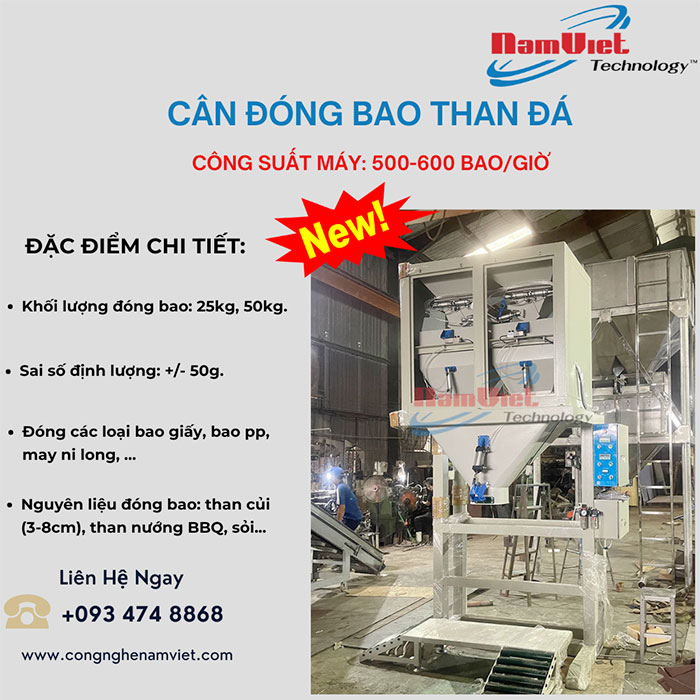 Cân đóng bao than đá công suất 500-600 bao giờ