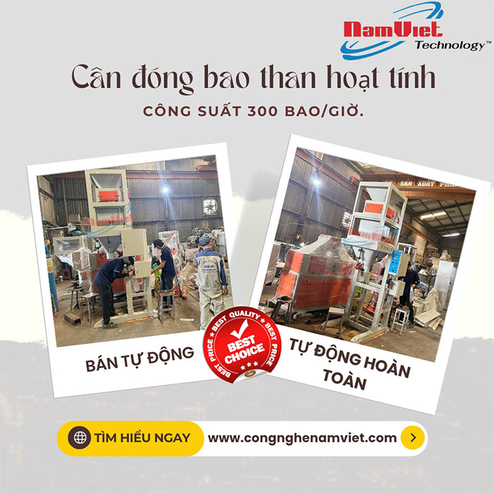 Cân đóng bao than hoạt tính công suất 300 bao giờ