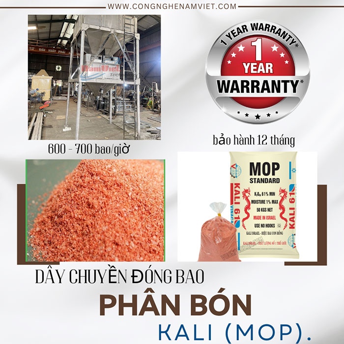 Dây chuyền đóng bao phân bón kali (MOP).