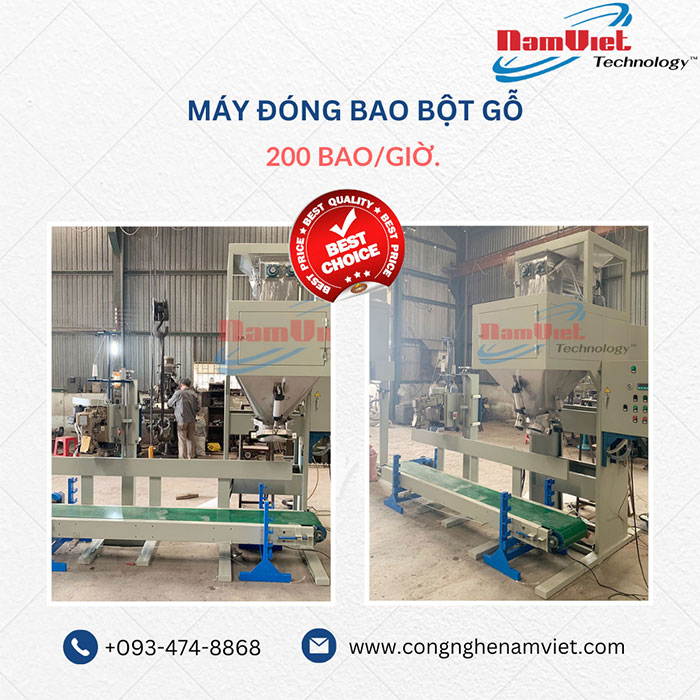 Máy đóng bao bột gỗ năng suất 200 bao/giờ