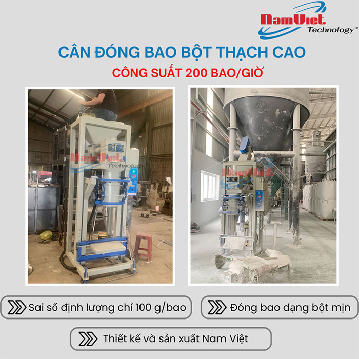 Máy đóng bao bột thạch cao 25kg đến 50kg