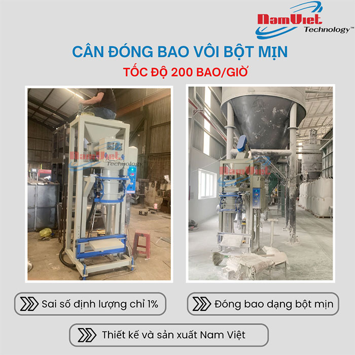 Máy đóng bao vôi bột tốc độ 200 bao/giờ