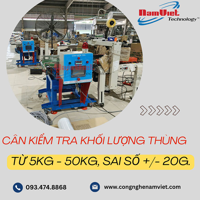 cân kiểm tra khối lượng thùng