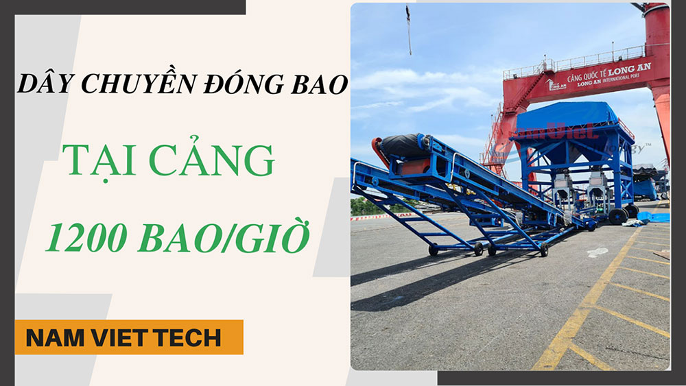 d&acirc;y chuyền đ&oacute;ng bao tại cảng