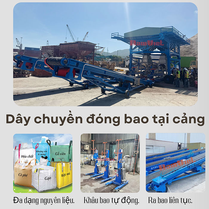 dây chuyền đóng bao tại cảng
