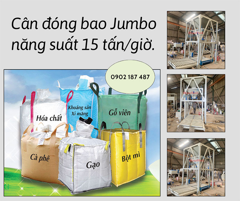 c&acirc;n đ&oacute;ng bao jumbo năng suất 15 tấn/giờ