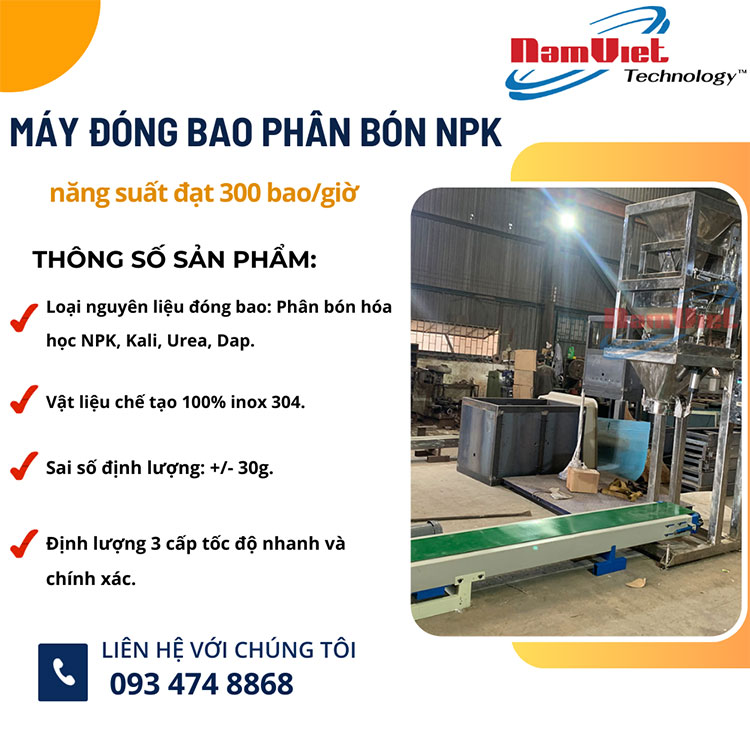 Máy đóng bao phân bón hóa học NPK 1 phễu cân