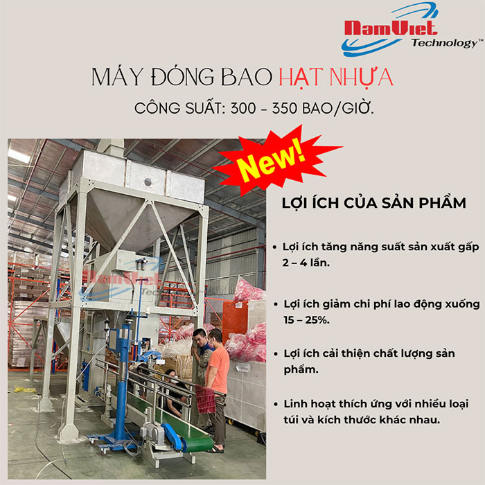 Máy đóng bao hạt nhựa công suất 300 – 350 bao/giờ