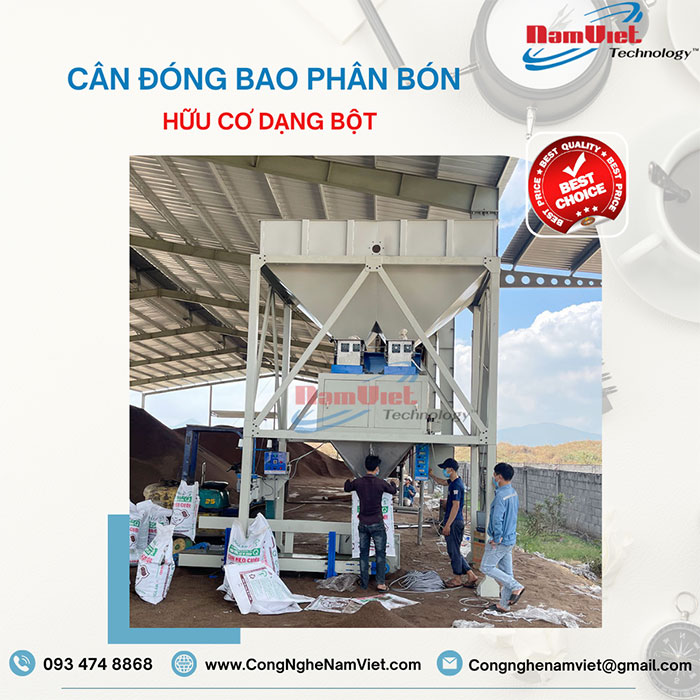 Cân đóng bao phân bón hữu cơ 2 phễu cân
