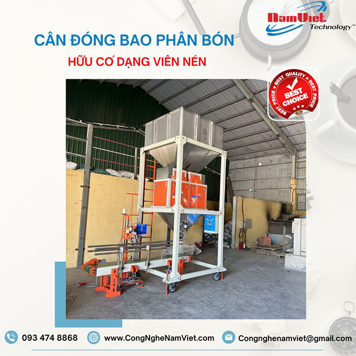 Cân đóng bao phân bón hữu cơ dạng viên nén