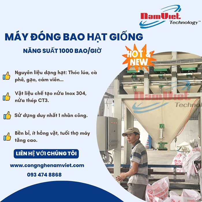 Máy đóng bao hạt giống 3 phễu cân