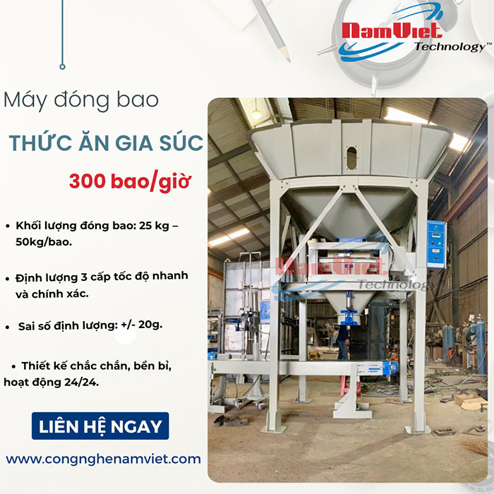 Cân đóng bao thức ăn gia súc 1 phễu cân