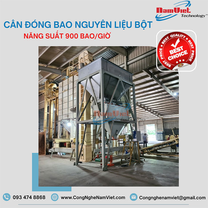 Cân đóng bao nguyên liệu bột NVB03