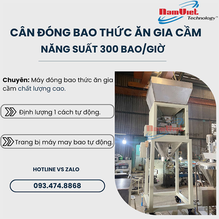 Cân đóng bao thức ăn gia cầm năng suất 300 bao giờ