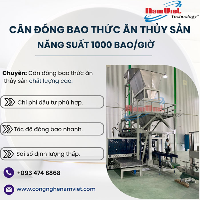 Cân đóng bao thức ăn thủy sản 3 phễu cân