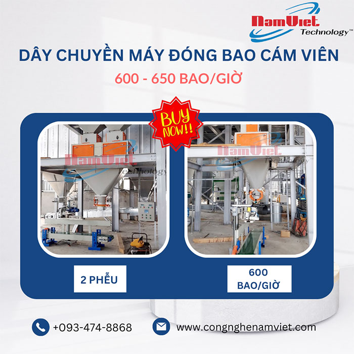 Máy đóng bao cám viên 600 - 650 bao/giờ