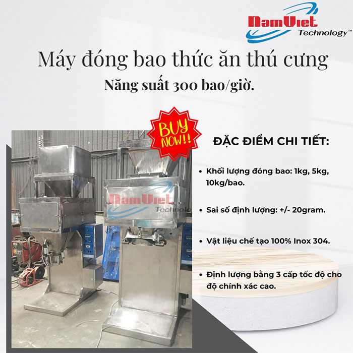 Máy đóng bao thức ăn thú cưng dạng viên 1 phễu cân