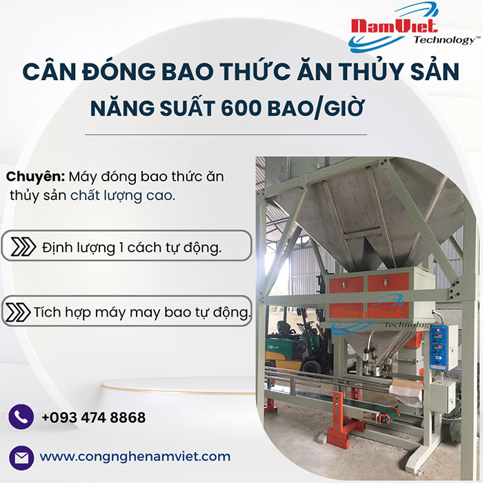 Cân đóng bao thức ăn thủy sản 2 phễu cân