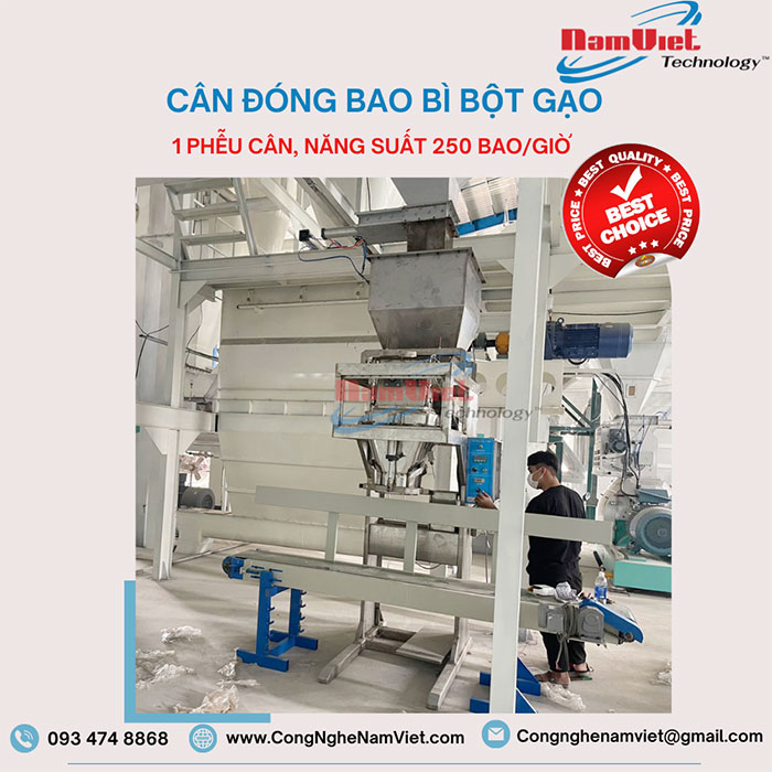 Cân đóng bao bì bột gạo 1 phễu cân