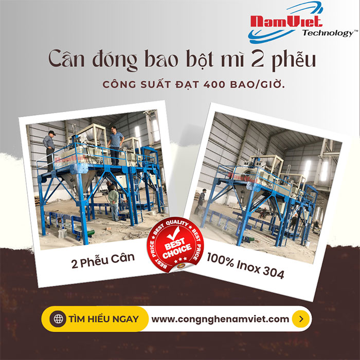Cân đóng bao bột mì 2 phễu cân