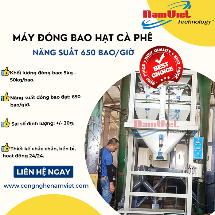 Máy đóng bao hạt cà phê công suất 650 bao giờ