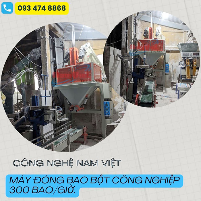 máy đóng bao bột công nghiệp 300 bao/giờ.