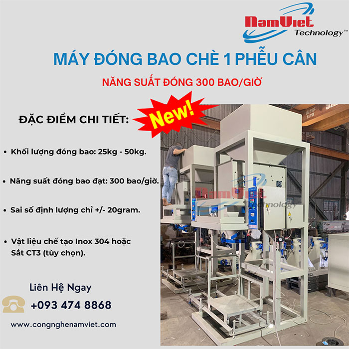Cân đóng bao chè 1 phễu cân