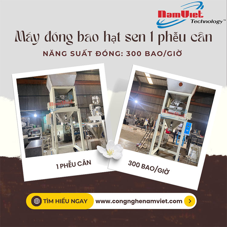  Máy đóng bao hạt sen 1 phễu cân