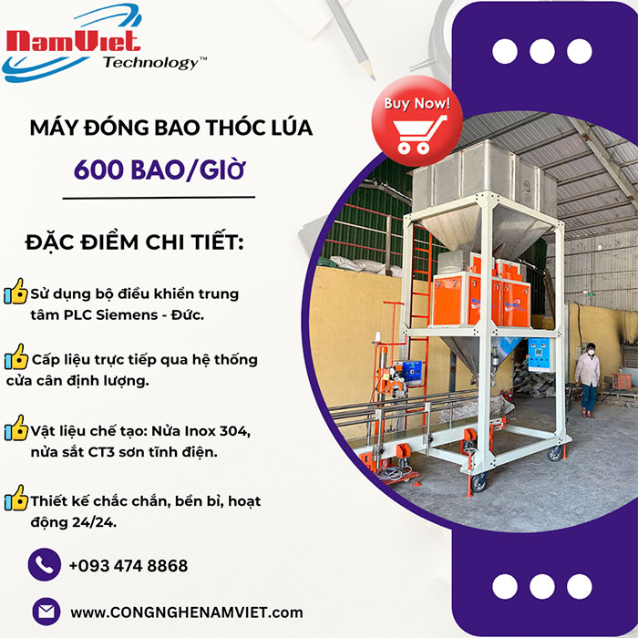 Máy đóng bao thóc giống 2 phễu cân