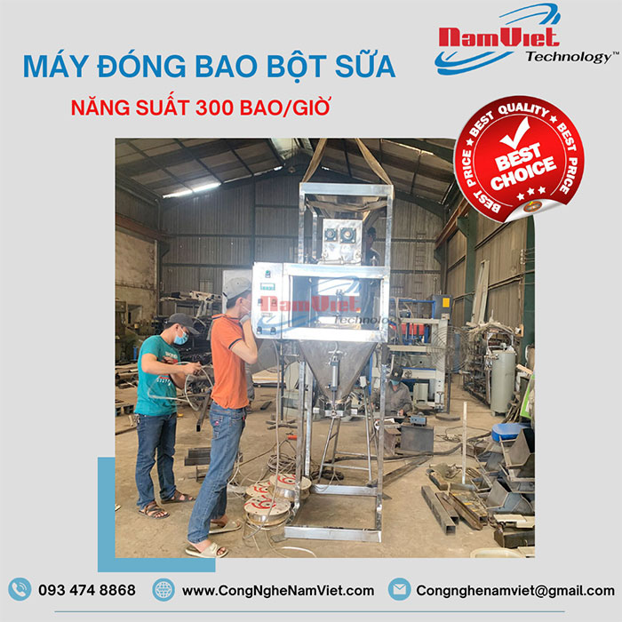  M&aacute;y đ&oacute;ng bao b&igrave; bột sữa 1 phễu c&acirc;n.