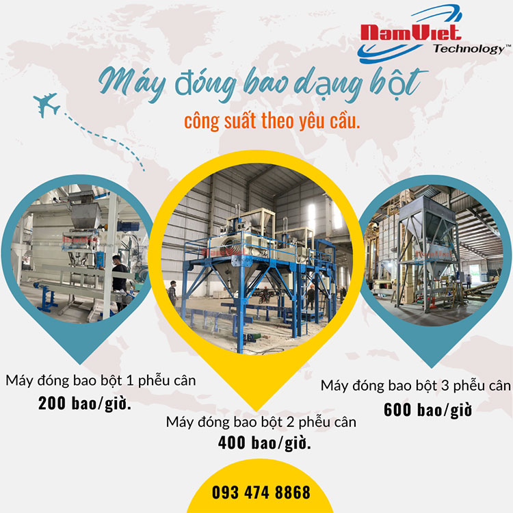 Cân đóng bao các loại bột công suất theo yêu cầu.