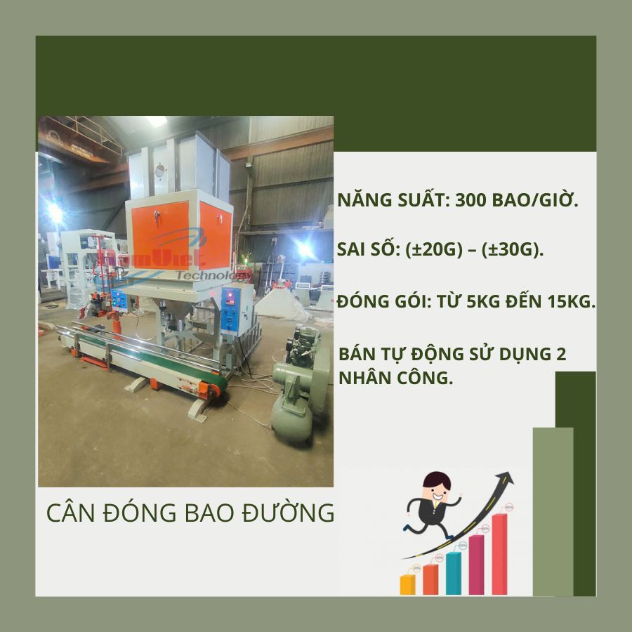 Máy đóng bao đường 1 phễu cân