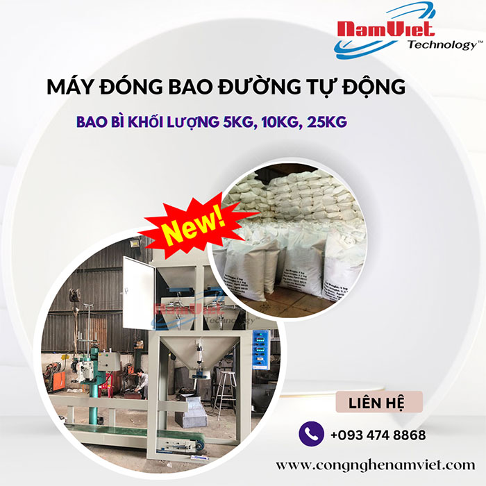Dây chuyền đóng bao đường tự động 5kg, 10kg.