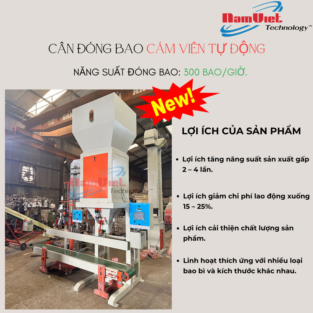 Máy đóng bao cám viên tự động phần cấp bao.