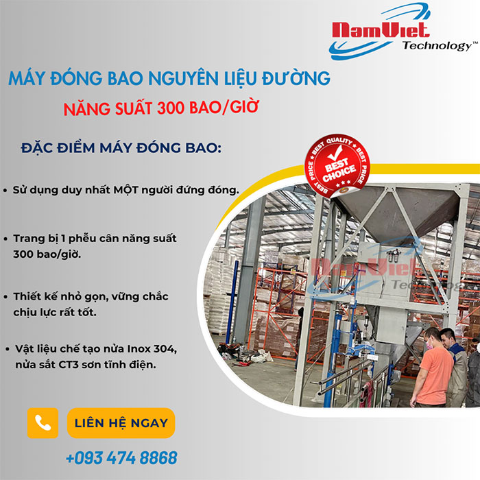 Máy đóng bao đường năng suất 300 bao giờ