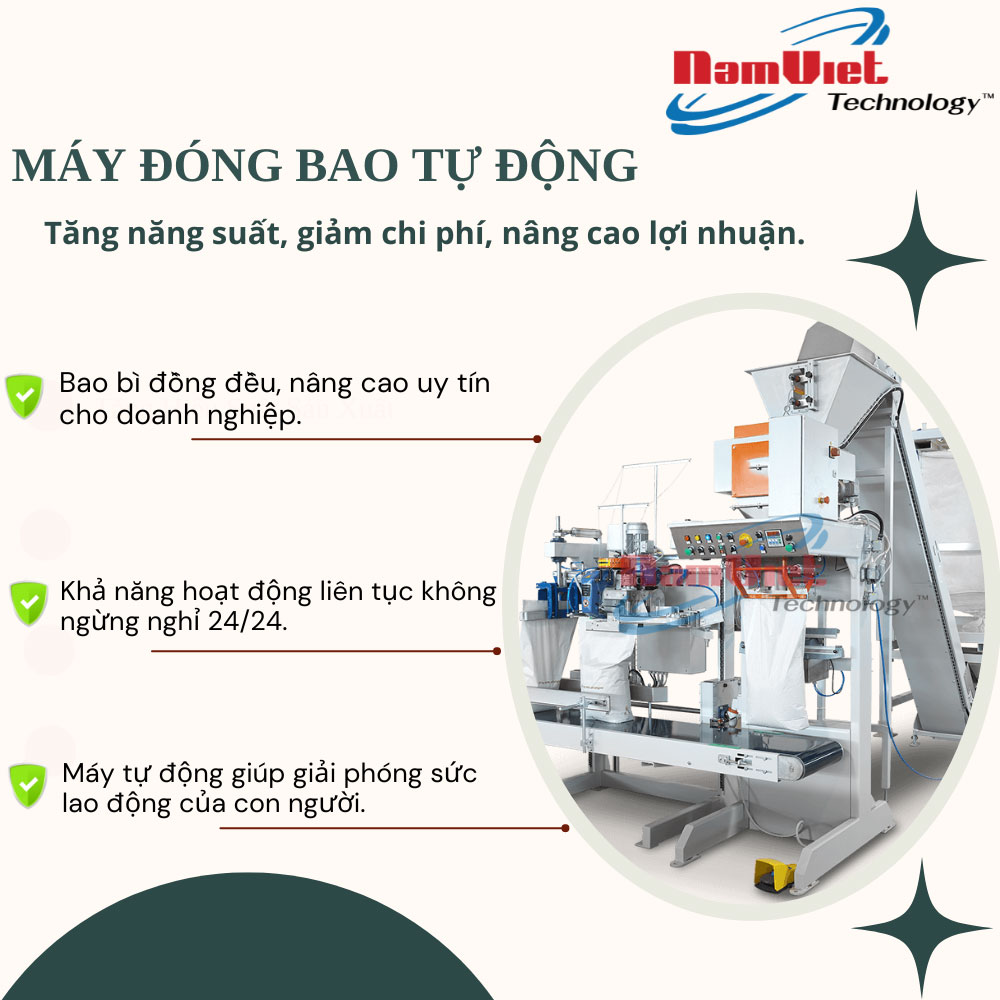 Máy đóng bao tự động – Giải pháp tăng năng suất, giảm chi phí, nâng cao lợi nhuận