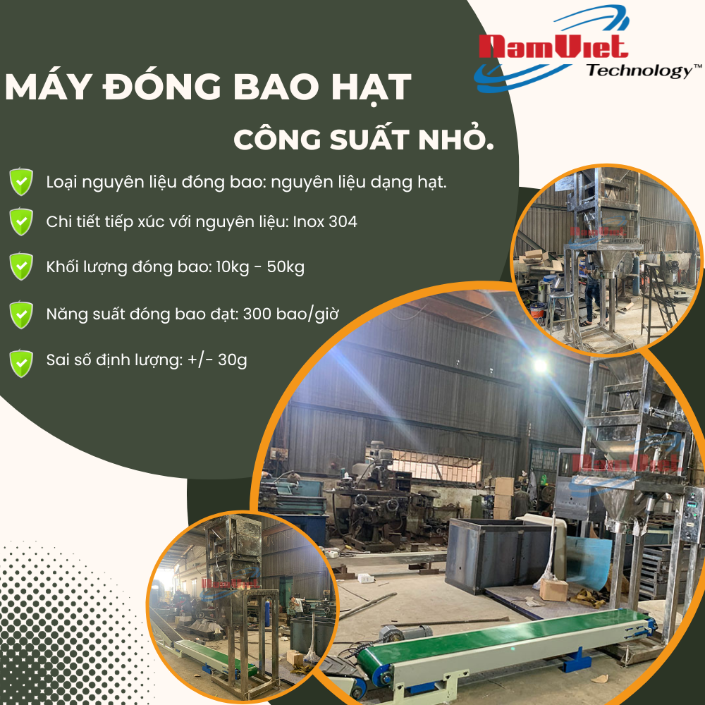 Máy đóng bao bì nguyên liệu hạt.