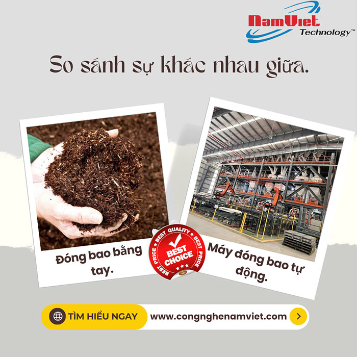 khác biệt giữa đóng bao thủ công và tự động hóa.