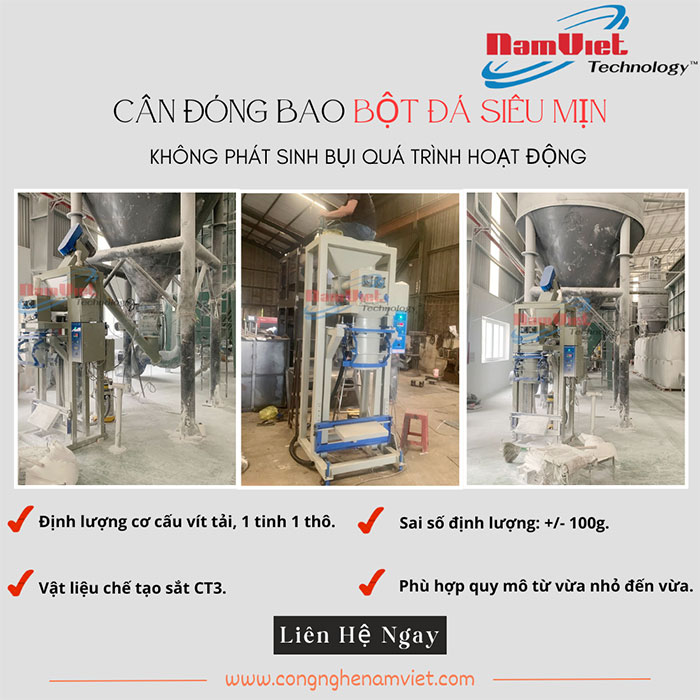 máy đóng bao bột đá siêu mịn