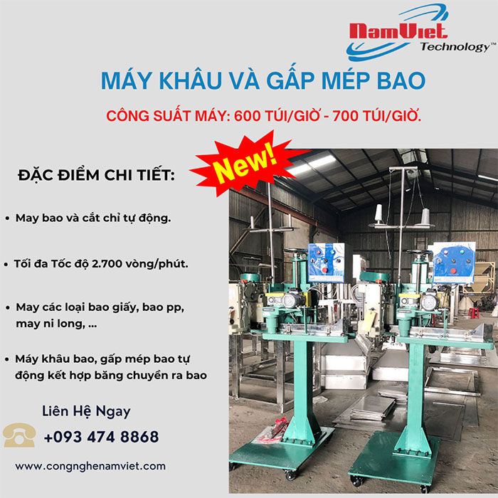 Máy khâu bao và gấp mép bao tự động