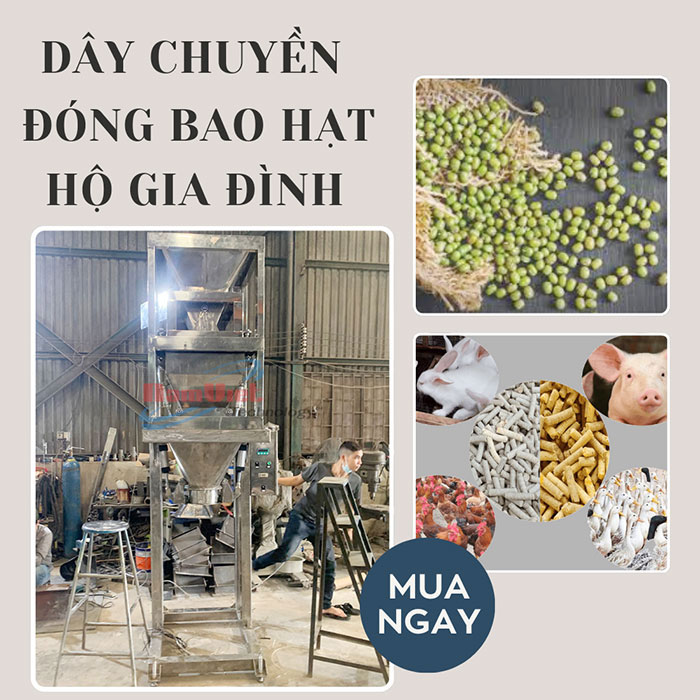 dây chuyền đóng bao hạt quy mô hộ gia đình.