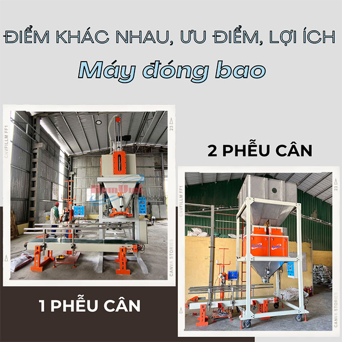 máy đóng bao 2 phễu và 1 phễu cân