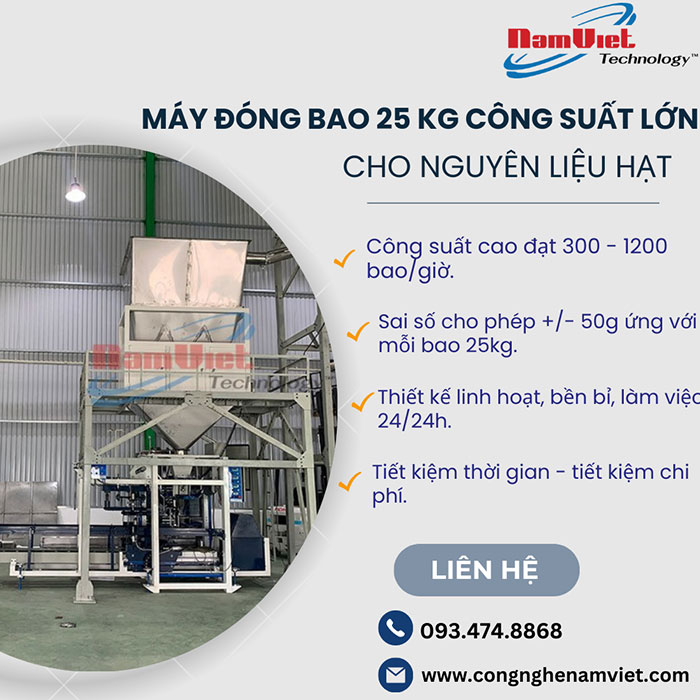 Máy đóng bao 25 kg công suất lớn