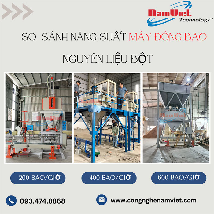 so sánh năng suất máy đóng bao bột