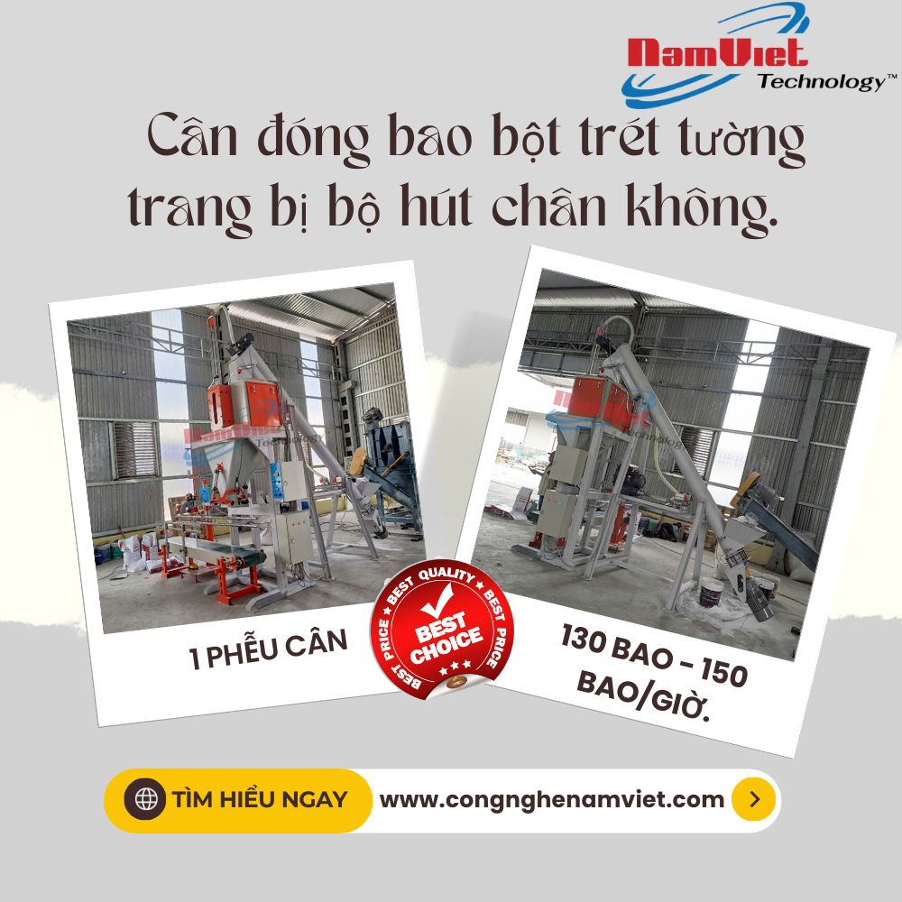 Cân đóng bao bột trét tường 150 bao/giờ.