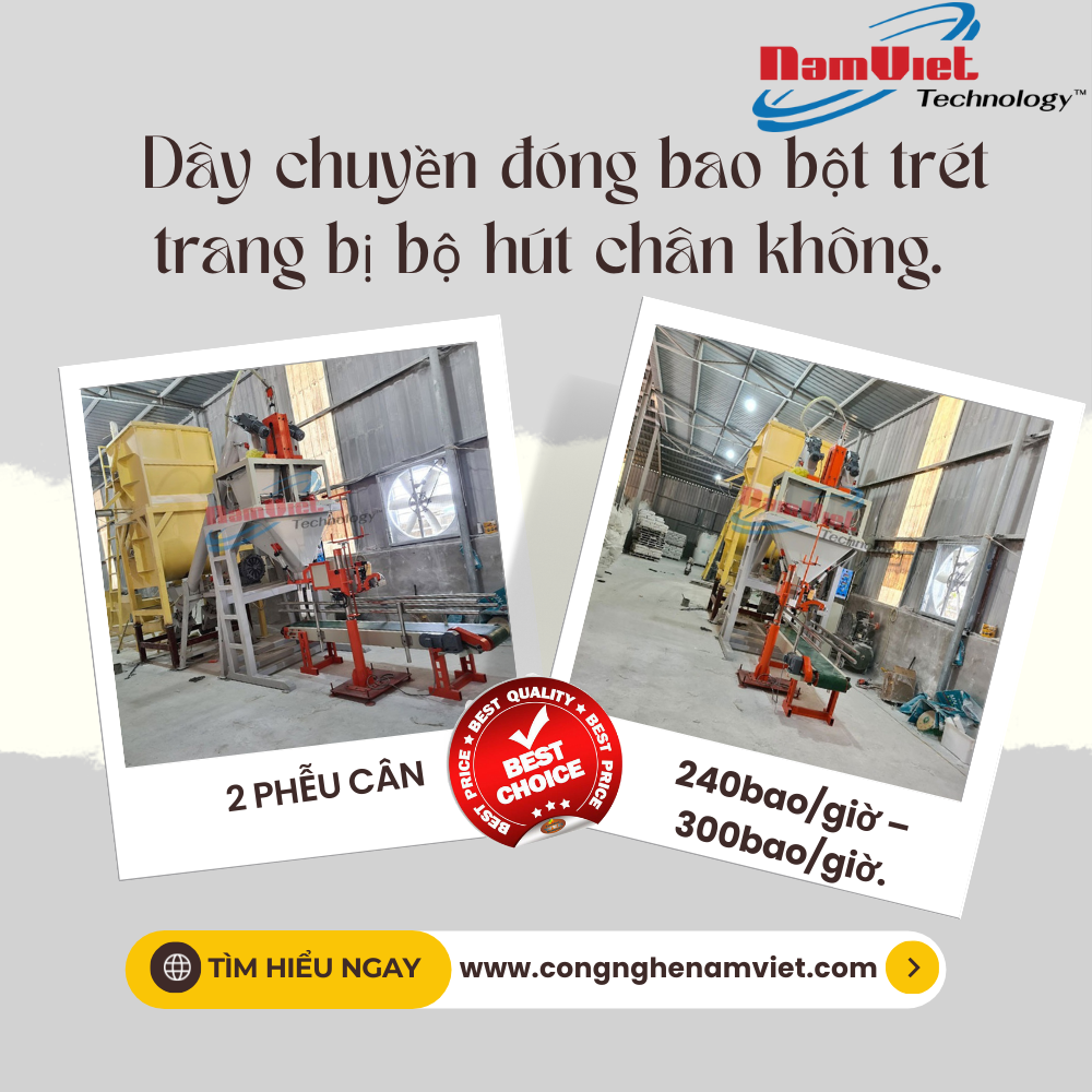 Dây chuyền đóng bao bột trét tường 