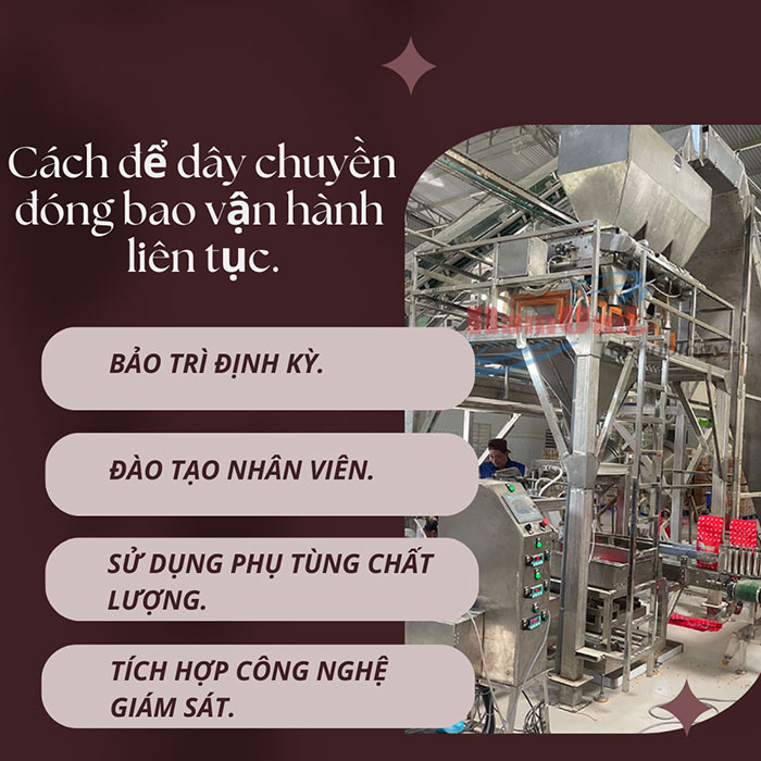  Cách để dây chuyền đóng bao vận hành liên tục.